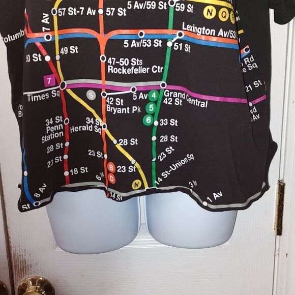 Vintage NYC Subway Line Shirt Tee Black  Track Graphic Print 90s Sz L - Picture 2 of 5